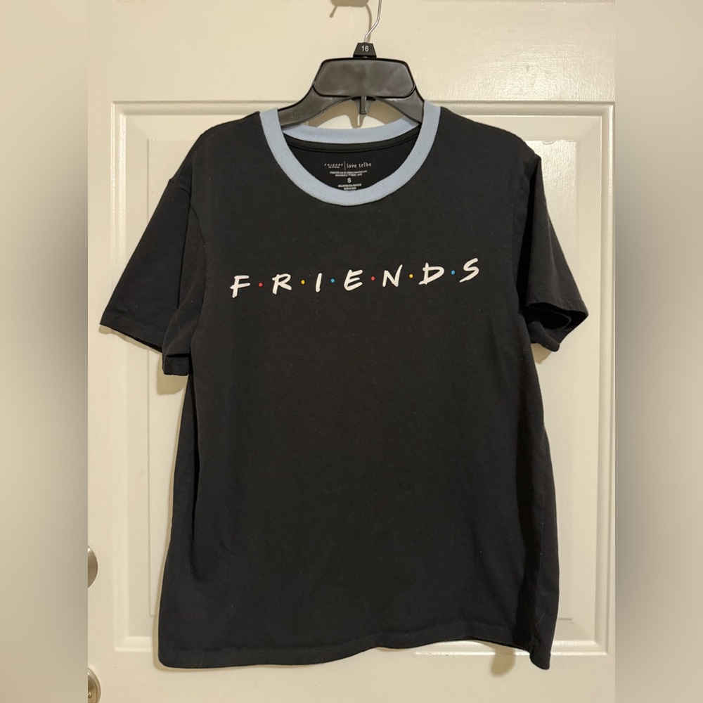 Love Tribe Black Tee with White Logo and Pink Heart